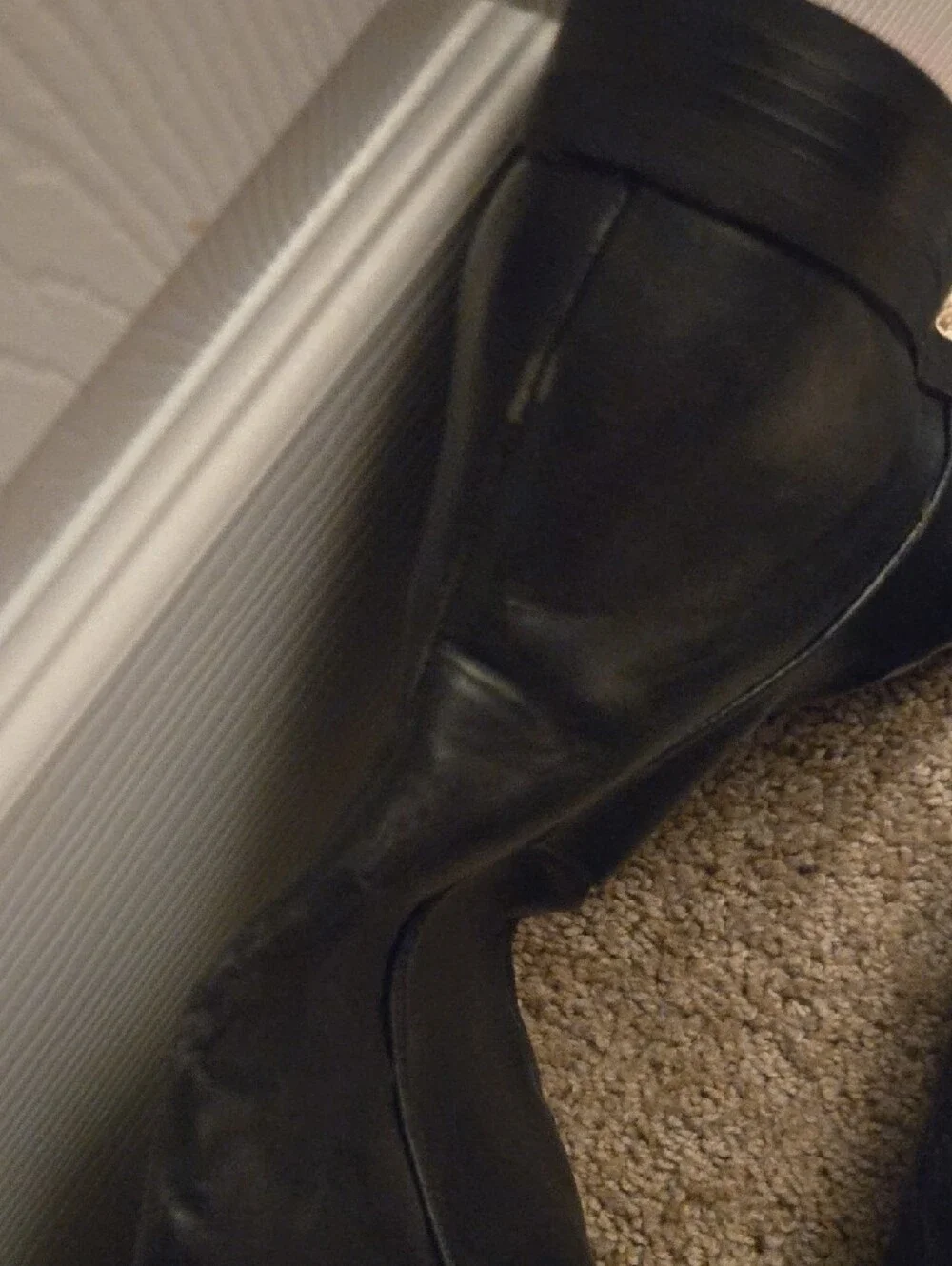 Black Over-the-Knee Boots with Gold Zipper - Women